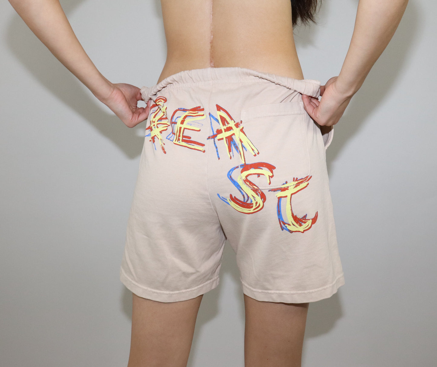 Beige Unisex Shorts Front