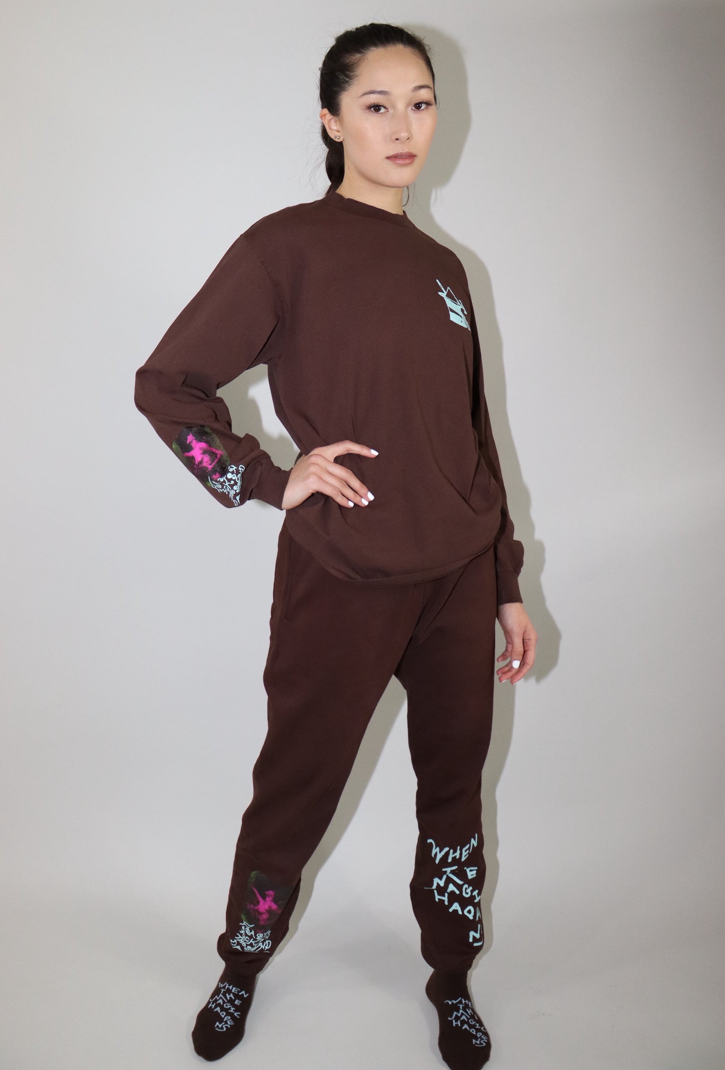 Long Sleeve Shirt Unisex Brown Front