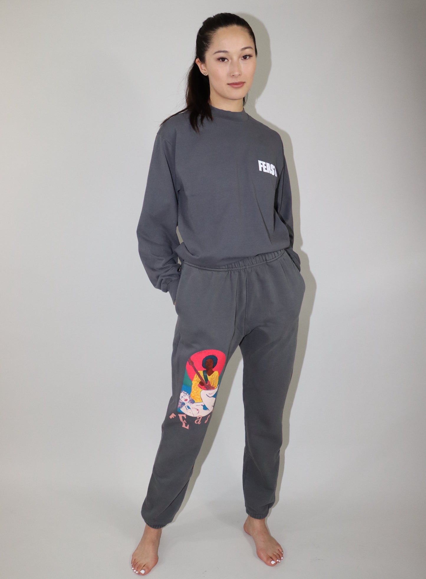 Gray Unisex Sweatpants Front